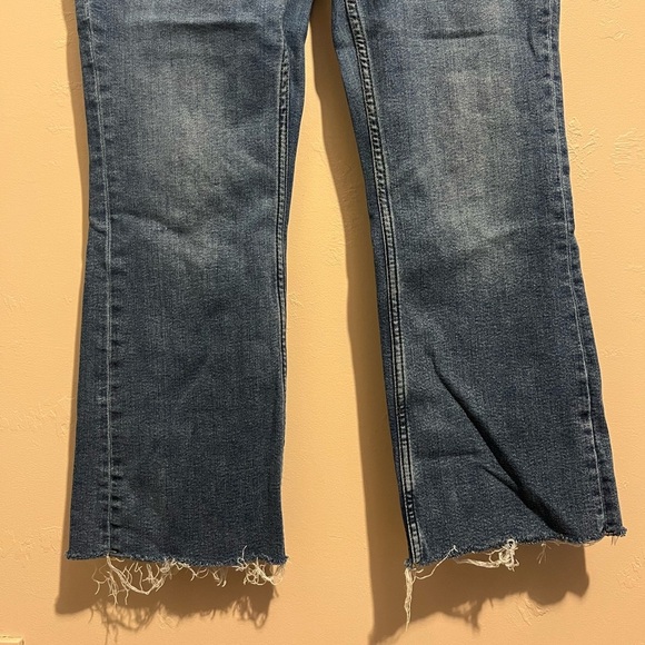 Pilcro Blue Denim Flare Cropped Jeans Women’s 32 Classic Casual Cotton Stretch - Picture 5 of 14